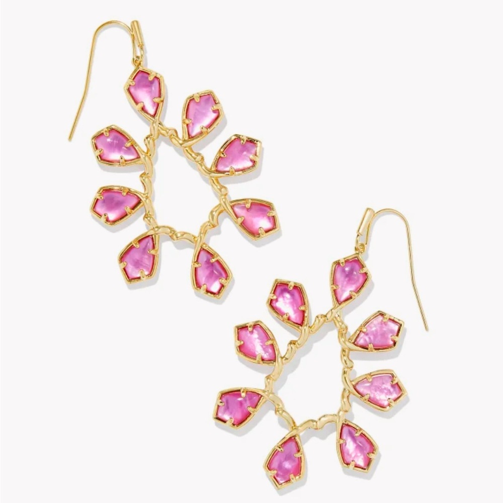 BNIB Kendra Scott Camry Gold Open Frame Earrings in Azalea Illusion RARE